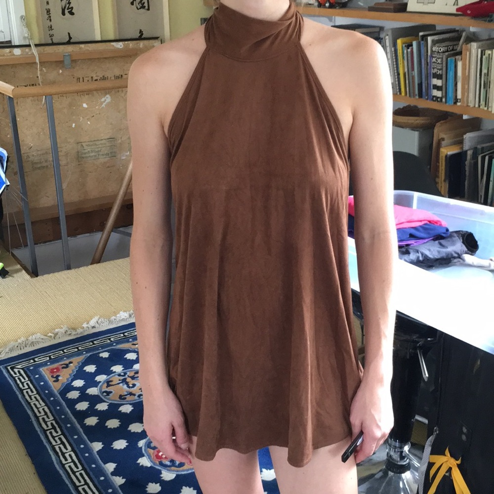 Planet blue Tan suede halter dress